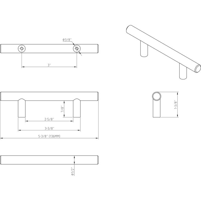 Elements by Hardware Resources Naples 3" Center to Center Bar Pull (Set of 10)
