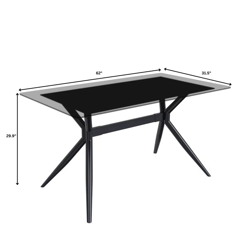 Hokku Designs Senath Modern Dining Table with Sintered Stone Top and Stainless Steel Base
