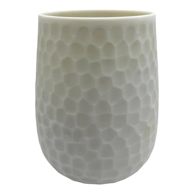 Bergamo Art 10" High Decorative Handmade Patterned White Glass Vase