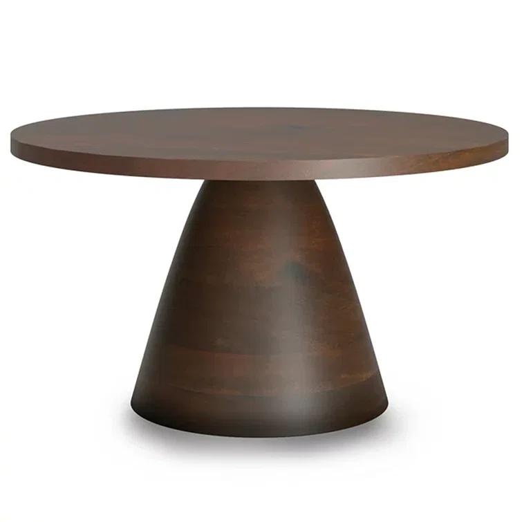 Simpli Home 30"W Walnut Solid Acacia Modern Round Coffee Table with Pedestal Base, Fully Assembled & Reviews | Wayfair