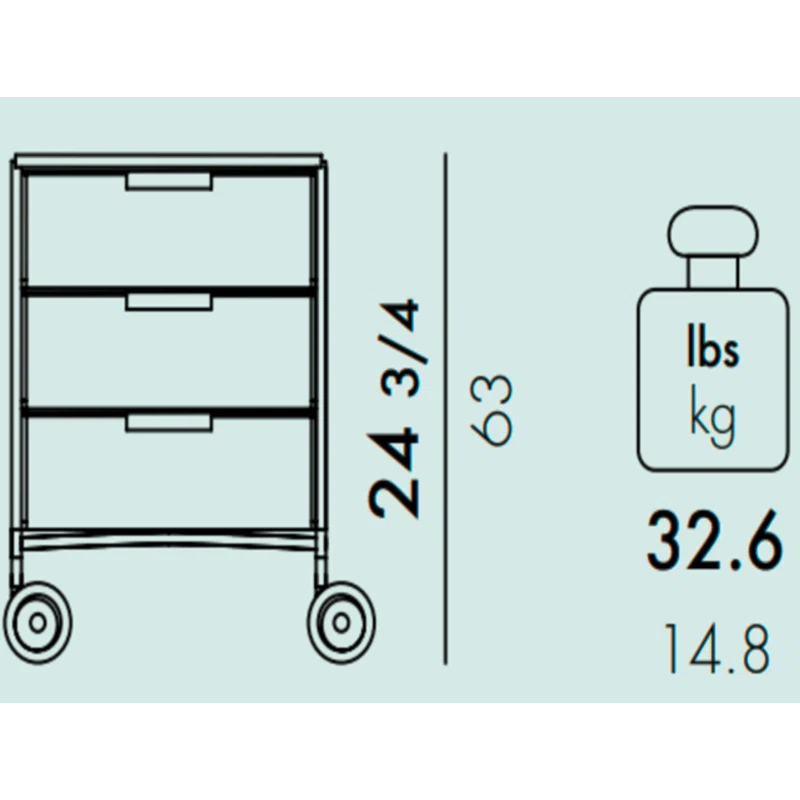 Kartell Mobil 3 Drawer Storage Drawer