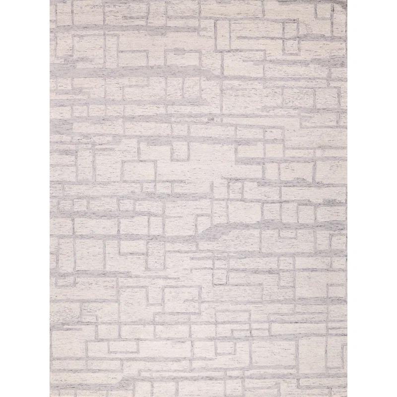 Exquisite Rugs Naturals Handmade Hand-Tufted New Zealand Wool On Canvas Ivory/Gray Area Rug