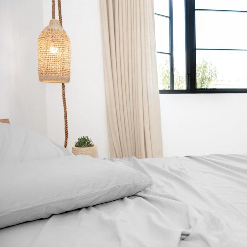 Jennifer Adams Home Relaxed Long-Staple Garment-Washed Cotton 4pc. Percale Sheet Set
