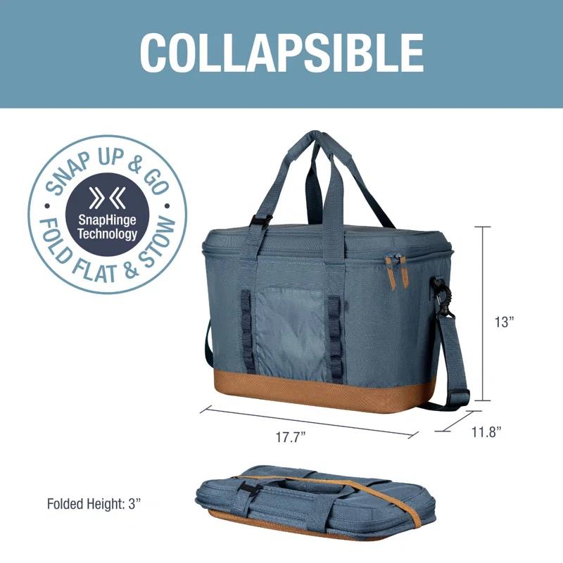 Rebrilliant Collapsible Insulated Cooler Bag – 50 Can Leakproof Soft Cooler For Beach, Travel, Car – Shoulder Strap, Bottle Opener (Ocean)