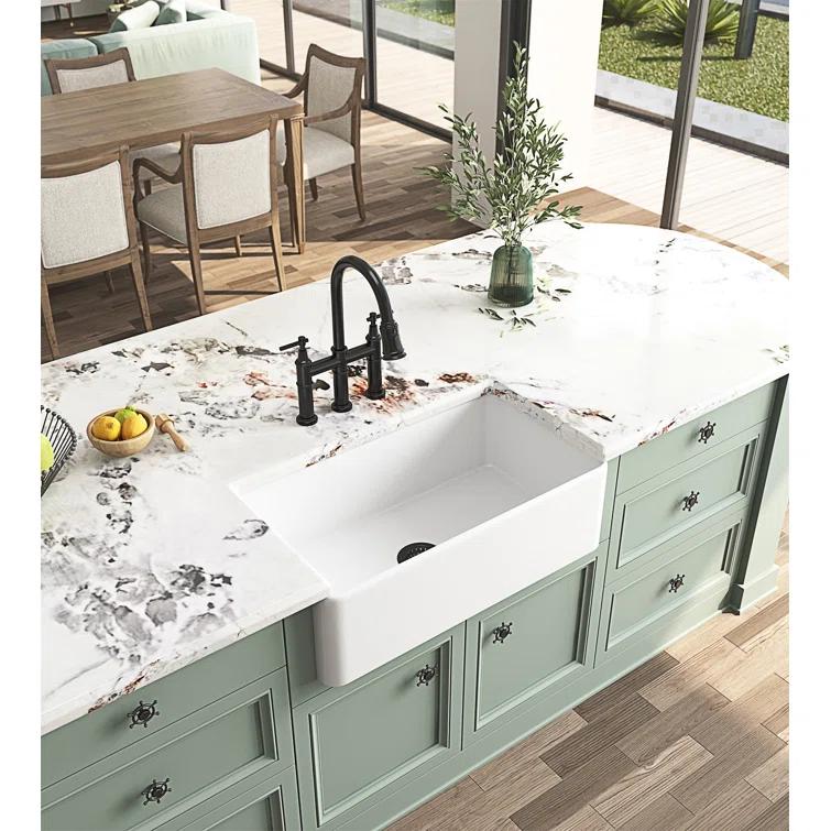 Ceballos 36'' L Farmhouse / Apron Single Bowl Ceramic Kitchen Sink LNNDAD-W928123625