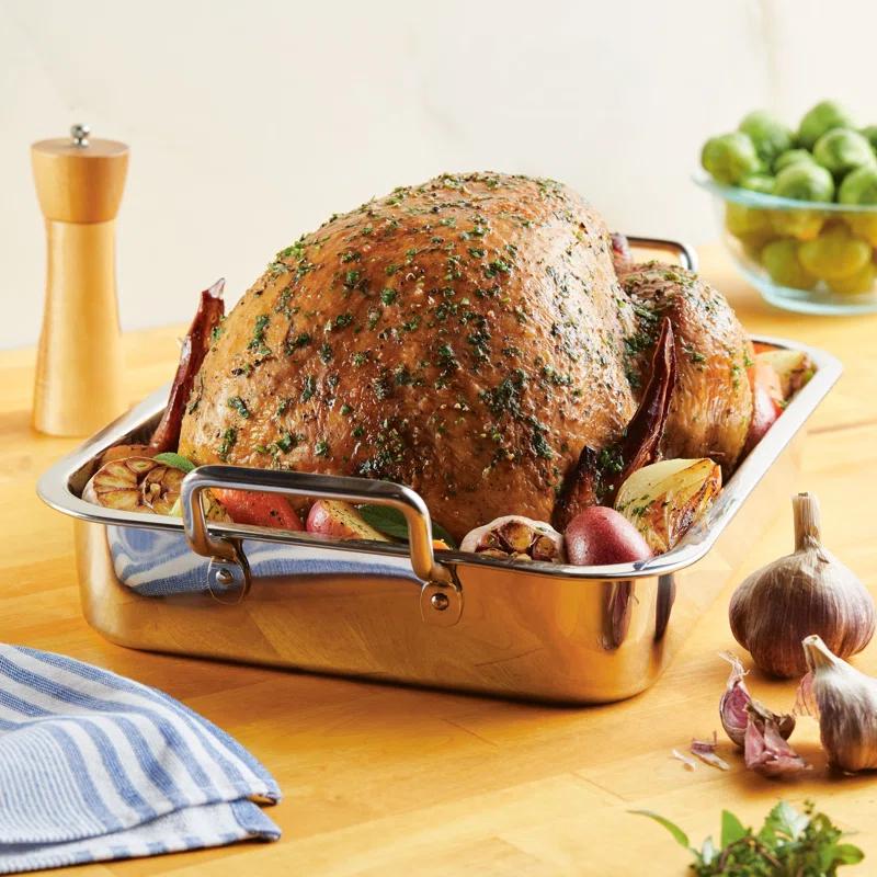 Farberware Farberware Classic Traditions Stainless Steel Roaster / Roasting Pan With Rack, 17-Inch X 12.25-Inch, Stainless Steel