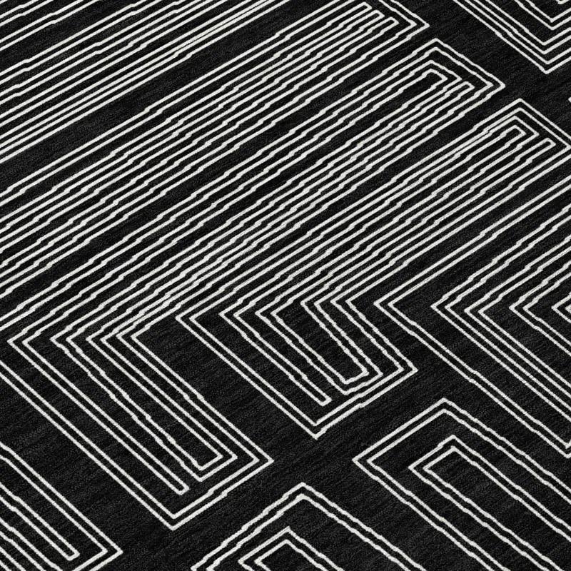 Machine Washable Indoor/Outdoor Chayden ACN1045 Black Rug