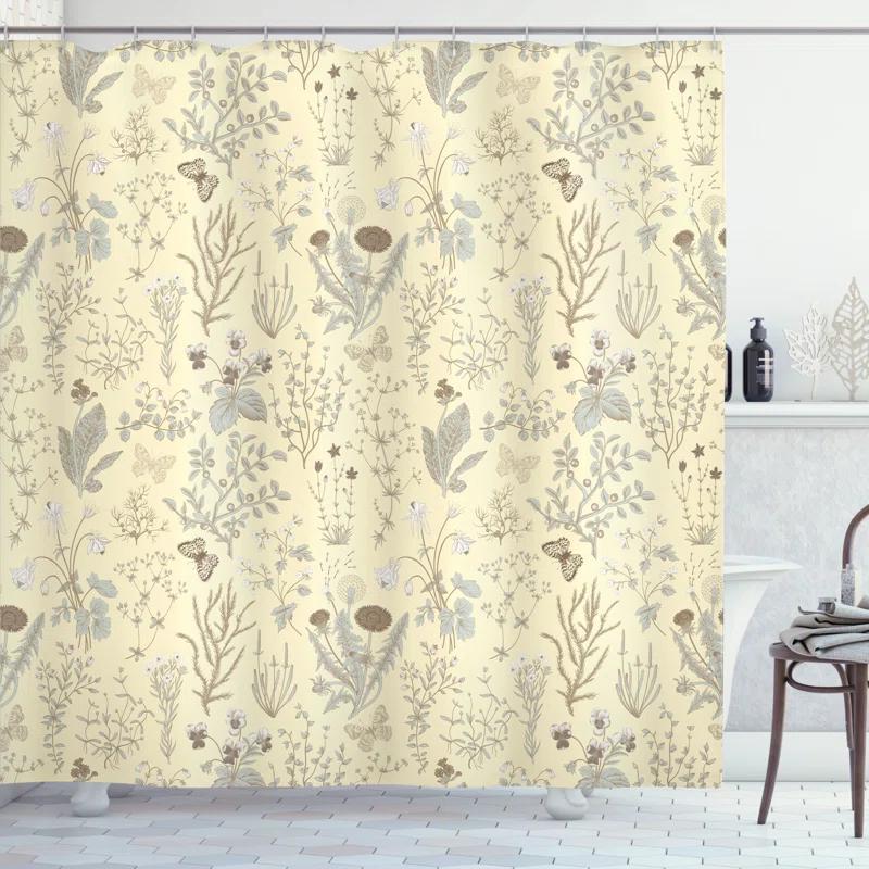 Ambesonne Floral Shower Curtain with Hooks Included