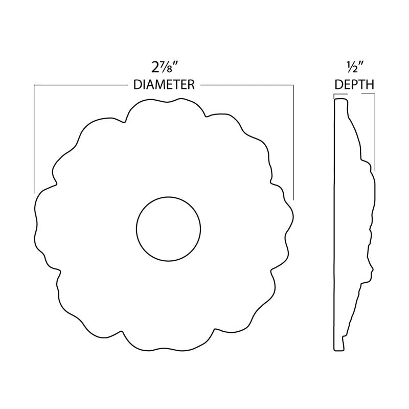 Architectural Products by Outwater L.L.C. 2-7/8 in x 1/2 in Unfinished Small Hand Carved Solid Wood Onlay Rose Wood Applique