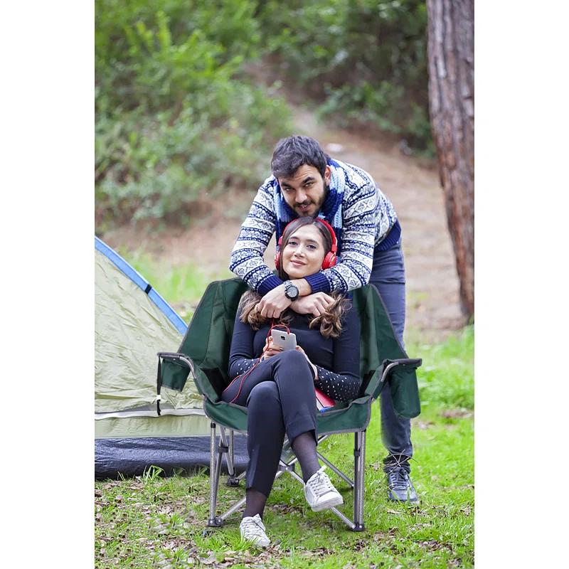 Folding Camping Chair with Cushions (Set of 2)