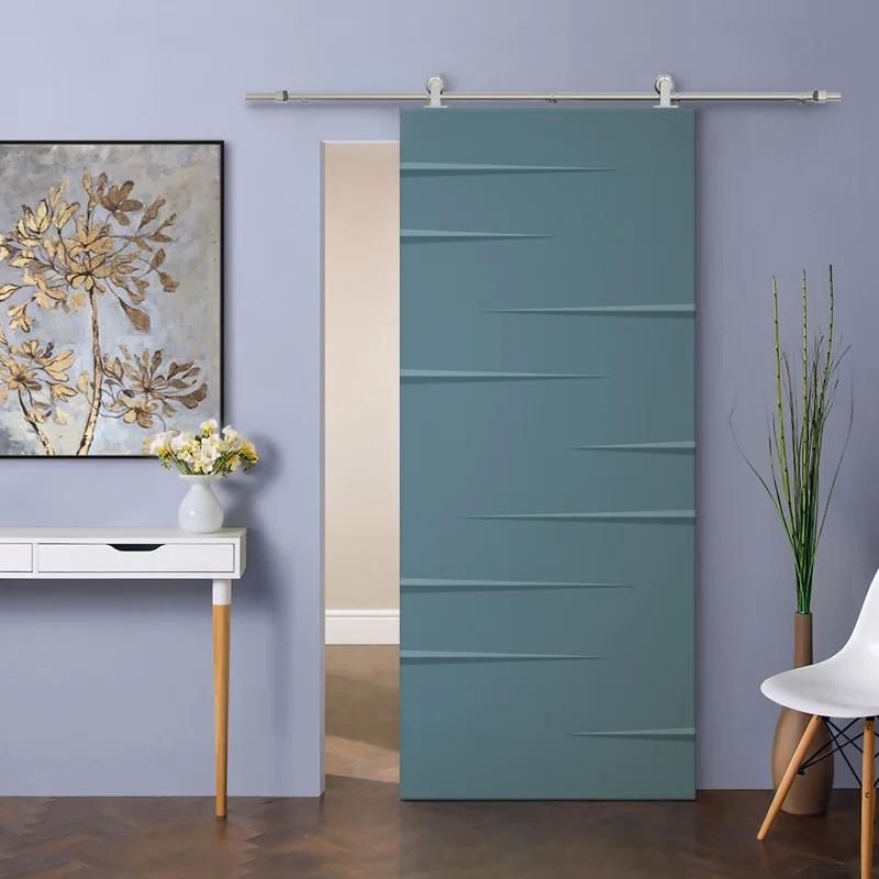 Calhome Paneled Manufactured Wood Painted Barn Door