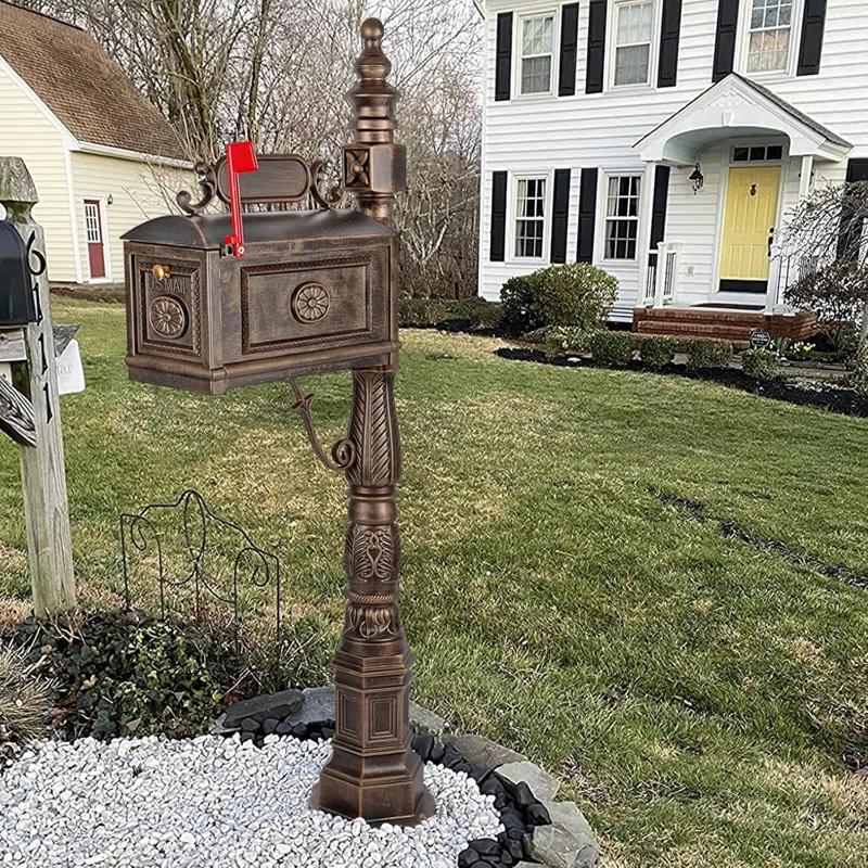 Polar Aurora Cast Aluminum Mailbox With Post Barcelona Decorative Modern Mail Box For Outside