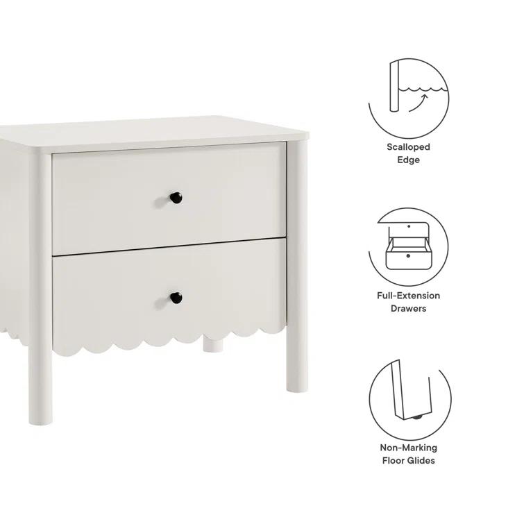 Modway Emmeline Scalloped 2-Drawer Nightstand