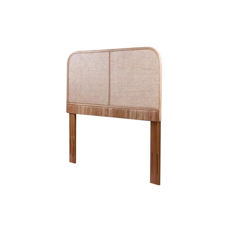 Crawford & Burke Lombok Birdseye Cane and Solid Teak Wood Panel Headboard