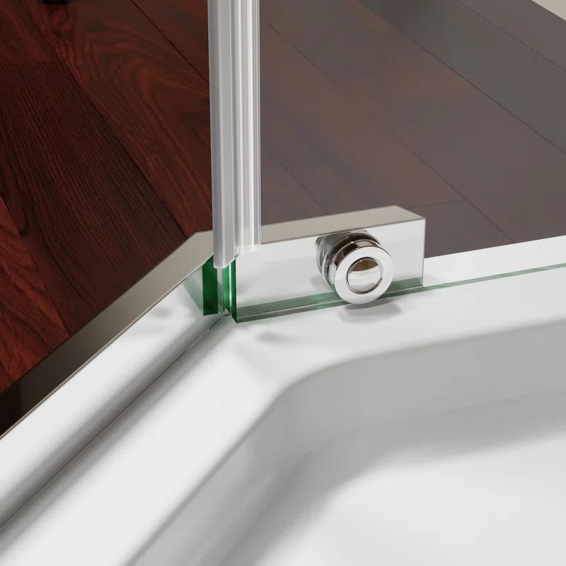 Bossicavelly 36" x 72" Neo-angle Pivot Semi Frameless Corner Shower Enclosure BOPSSD07CH