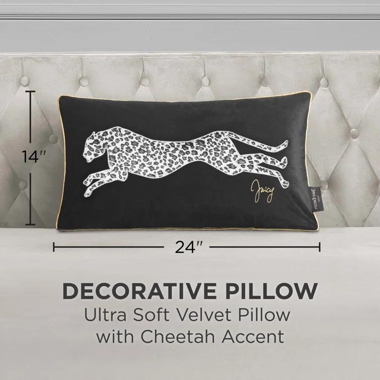 Juicy Couture Juicy Couture Velvet Cheetah Plush Decorative Throw Pillows - 14" x 24"
