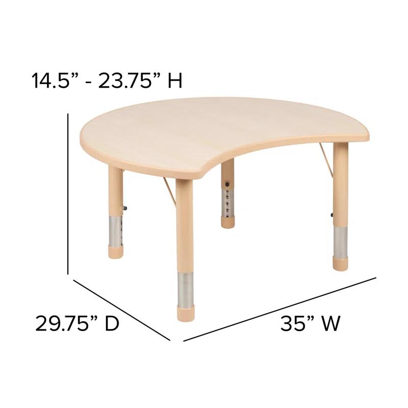 Flash Furniture Goddard 25.125"W x 35.5"L Crescent Plastic Adjustable Activity Table-Seats 4