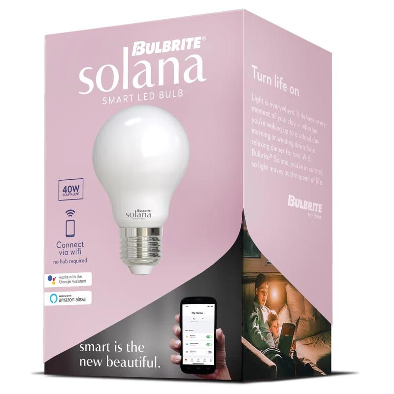 Bulbrite Solana 290111 Solana Smart WiFi Connected A19 Tunable White 40 Watt Equivalent LED Light Bulb