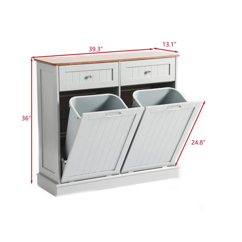 Ameriwood Tilt Out Trash Can Cabinet with Double Hidden Trash Can Holder