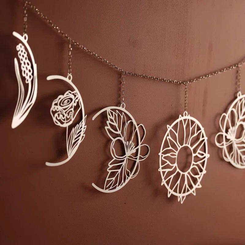 Floral Moon Phases Metal Wall Decor