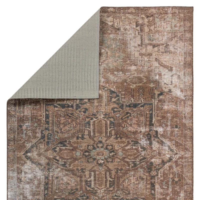 Kate Lester + Jaipur Living Machine Washable Minita Medallion Brown/ Tan Rug