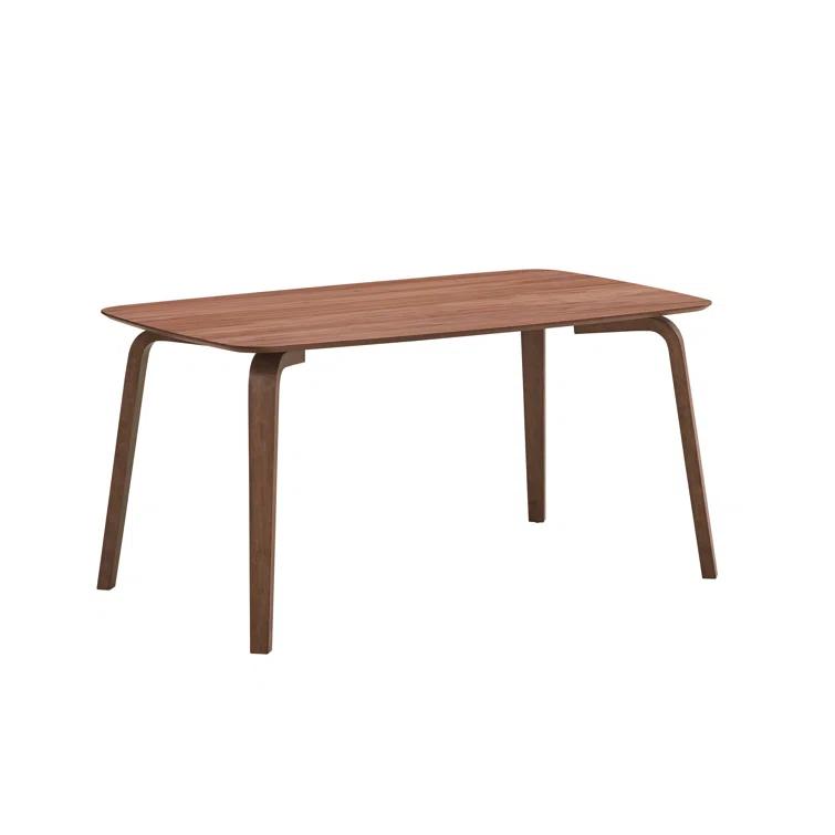Benjara Kinni Dining Table, Walnut Brown Wood, Bent Legs, Rectangular 59 Inch