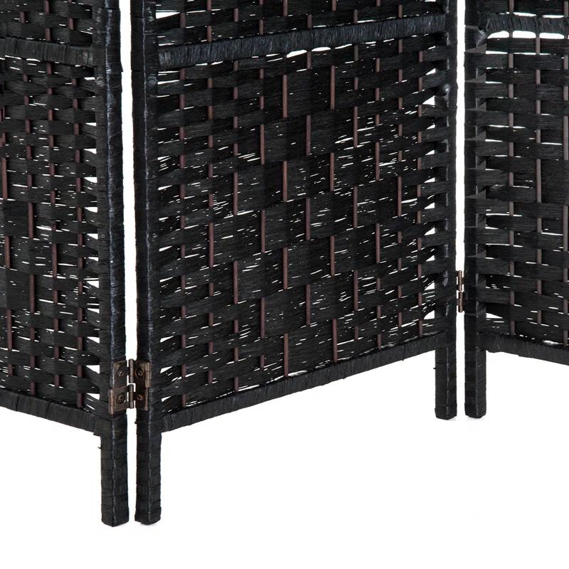 Gracie Oaks 6' Tall Wicker Weave 3 Panel Room Divider Privacy Screen
