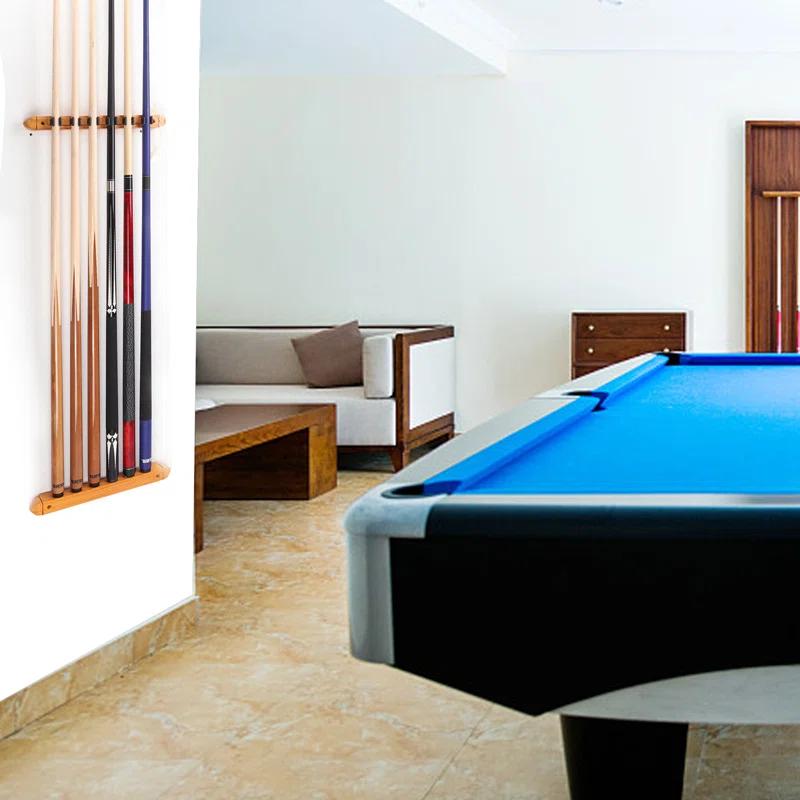 GSE Games & Sports Expert 2-Piece Billiard Pool Cue Stick Wall Mounted Rack, Holds 6 Pool Cue Stick