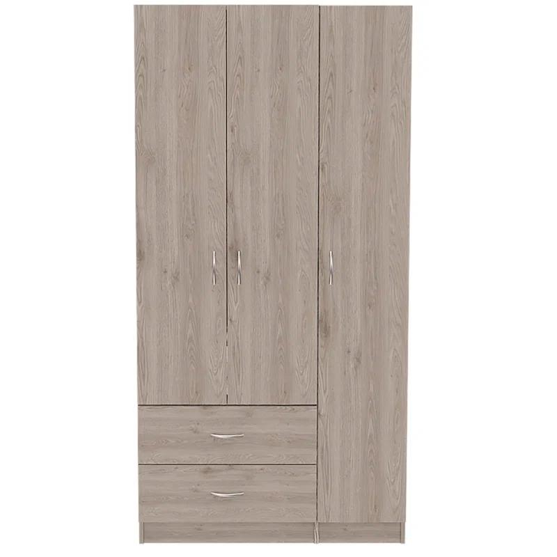 Freeport Park® Ferrante 3 Door Armoire with Drawers, Shelves, and Hanging Rod
