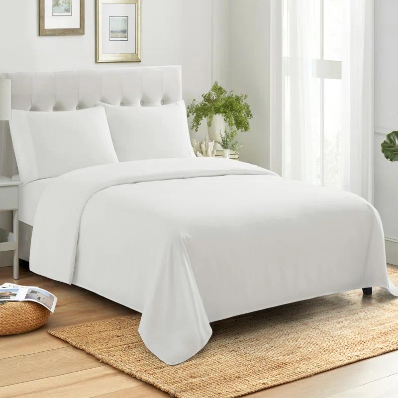 Sweet Home Collection 100% Cotton Percale 4-Piece Solid Sheet Set
