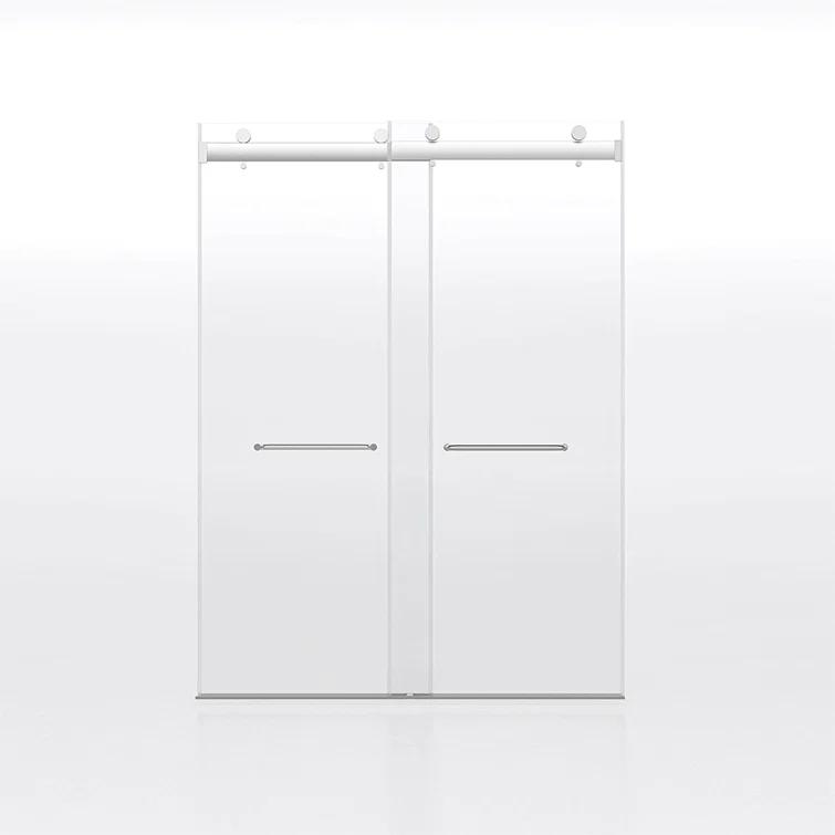 PET STOP LLC F5YDNC1F0736Q 60" Width x 76"Height Shower Doors with 3/8"(10mm) Clear Tempered Glass