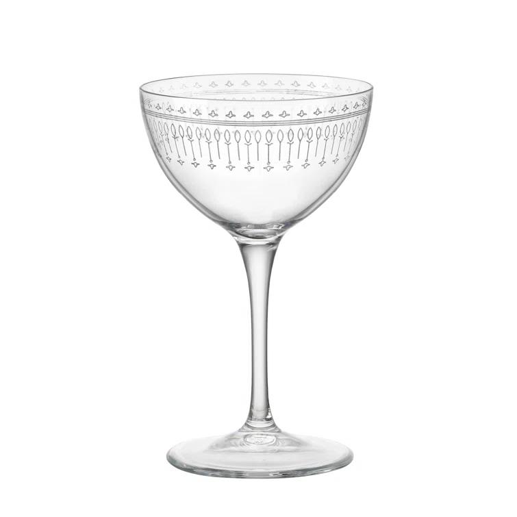 Bormioli Rocco Bartender 8 oz. Novecento Art Deco Martini Cocktail Glasses (Set of 6)