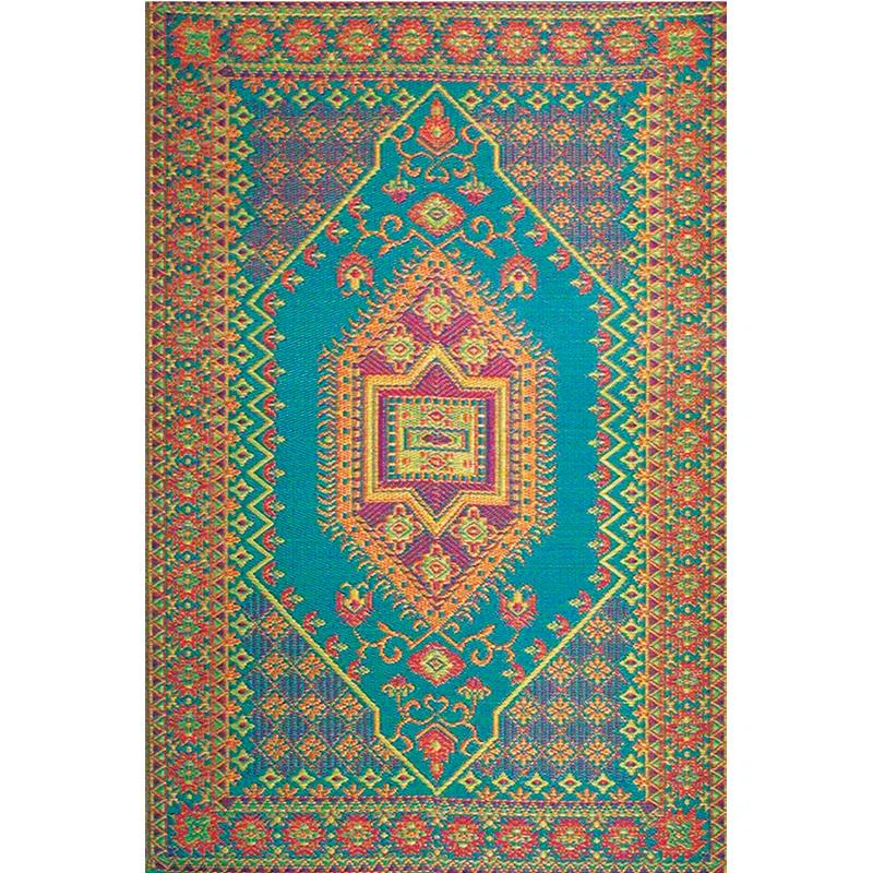Mad Mats Oriental Turkish Polypropylene Rug Reversible Rust Outdoor, UV Resistant, 100% Recycled Material