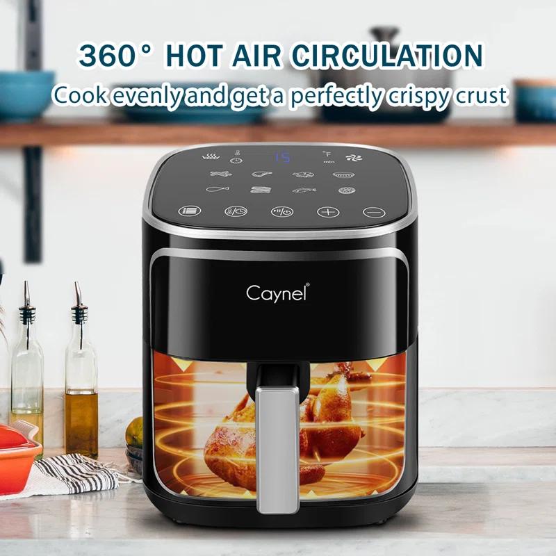 CAYNEL CAYNEL Air Fryer 5-Quart Capacity, Digital LED Touchscreen and 8 Presets, Non-Stick Basket & Crisper Plate