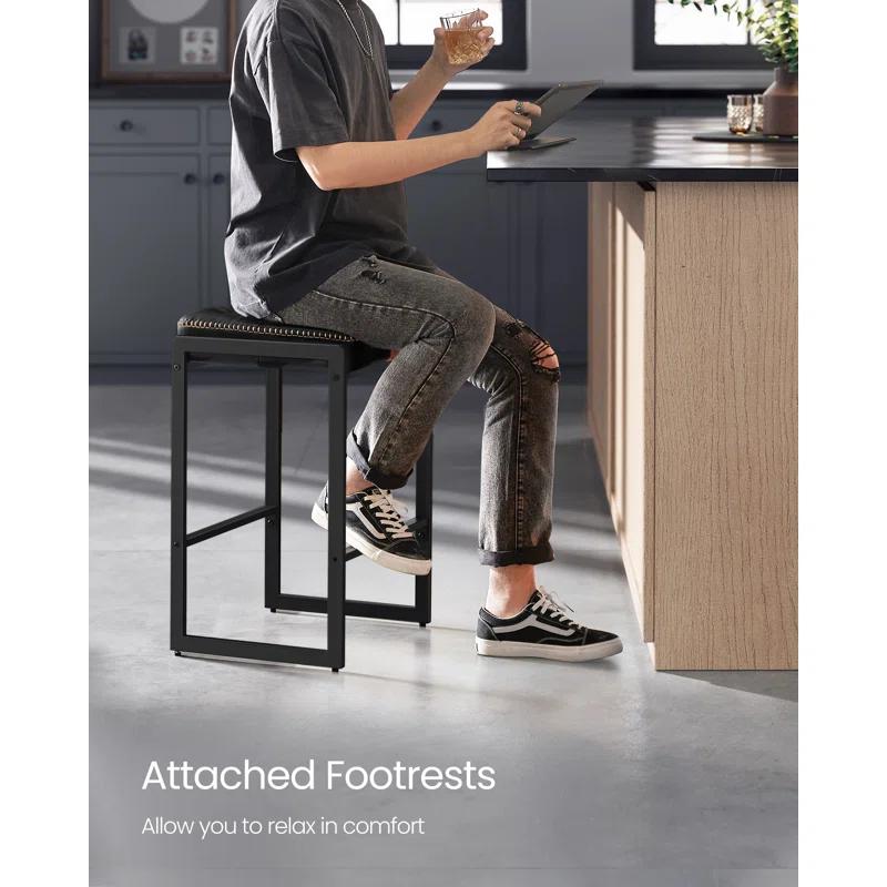 VASAGLE Bar Stools Set of 2, Counter Height Bar Stools, Synthetic Leather with Stitching (Set of 2)