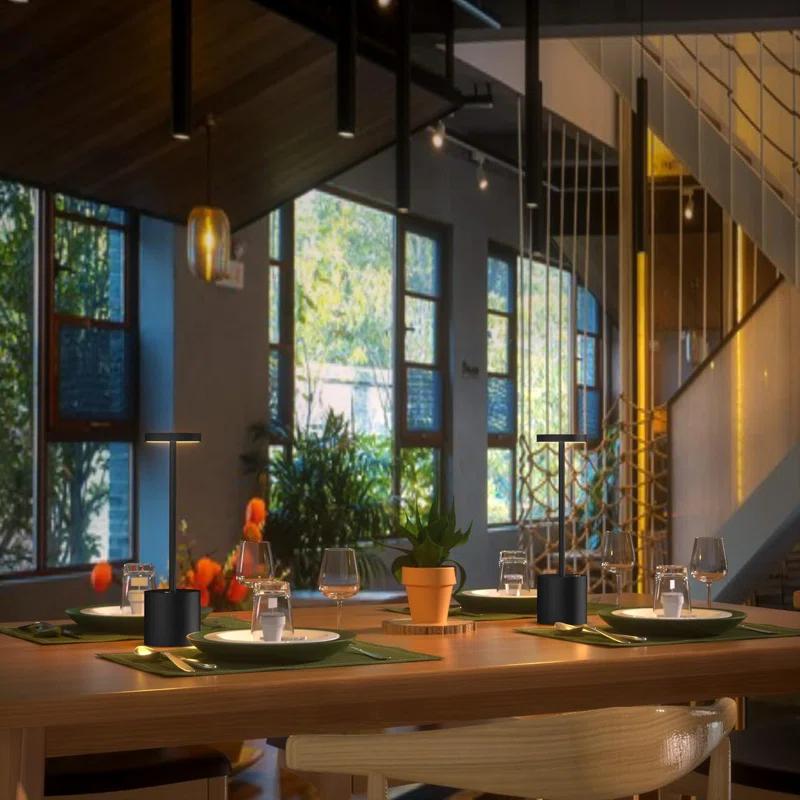 Orren Ellis 2-Pack Cordless Rechargeable Metal Table Lamps: 5000Mah Battery, 3 Brightness Levels, USB Portable Powered