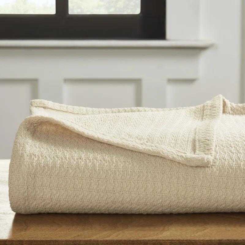 Superior Waffle Weave Honeycomb Knit Soft Textured All-Season Cotton Blanket
