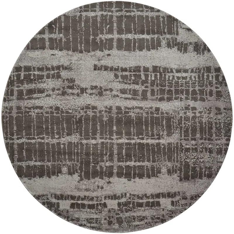 Williston Forge Kyum Abstract Machine Made Loomed Round 8' x 8' Wool Area Rug in Beige/Brown
