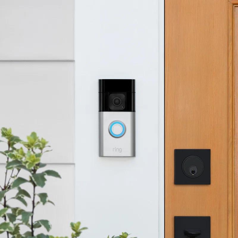 Ring Satin Nickel Wireless Push Button Doorbell