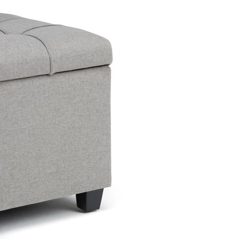 Simpli Home Sienna 33"W Upholstered Storage Ottoman Bench with Lift-Up Tufted Top