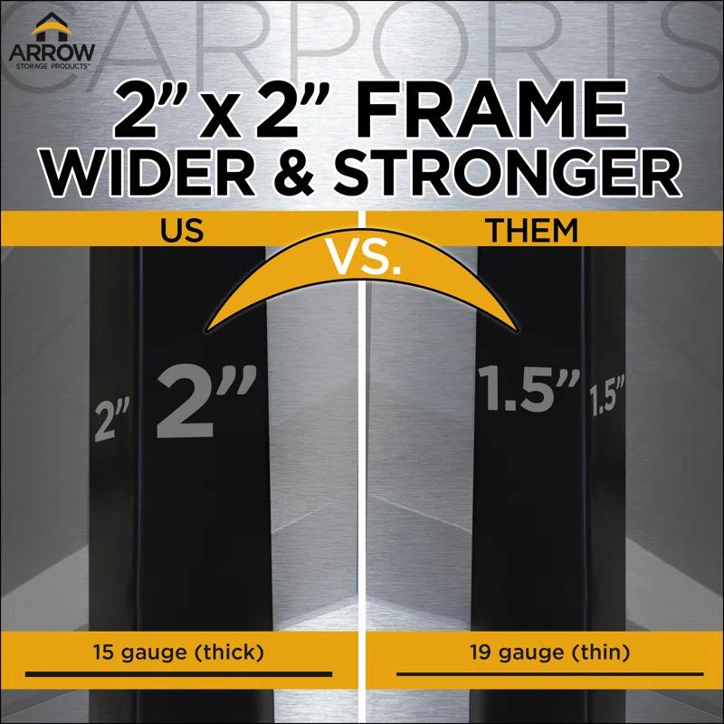 Arrow 20 x 20 ft Charcoal Carport with 2-sided Enclosure