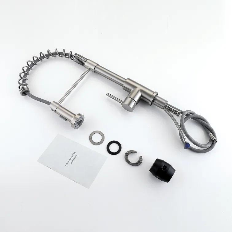 PENGFANG WORLDWIDE LLC Single Handle High Arc Pull Out Kitchen Faucet With Sprayer S2D0033BN
