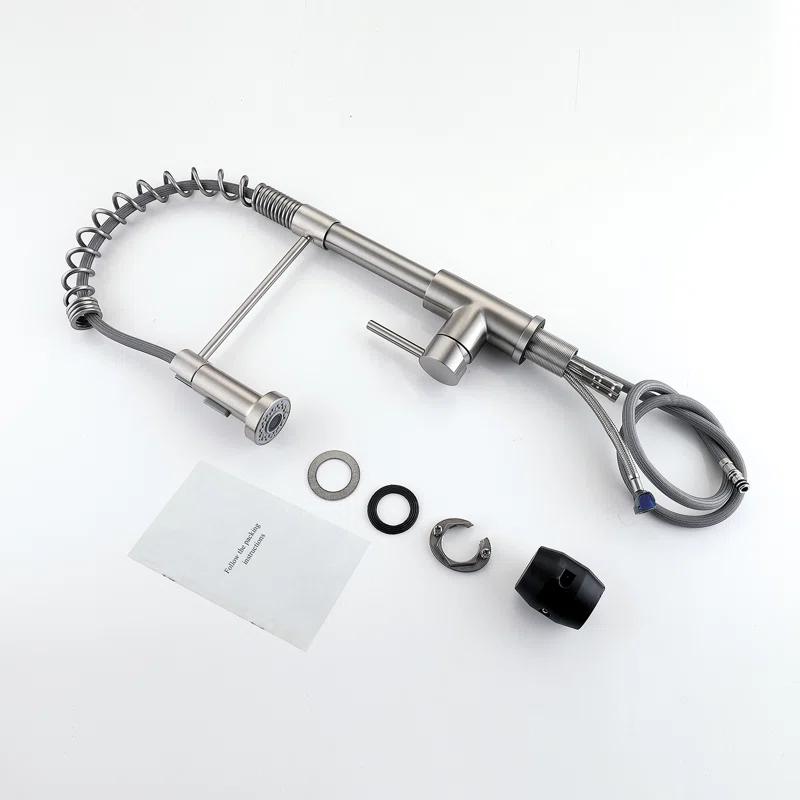 PENGFANG WORLDWIDE LLC Single Handle High Arc Pull Out Kitchen Faucet With Sprayer S2D0033BN