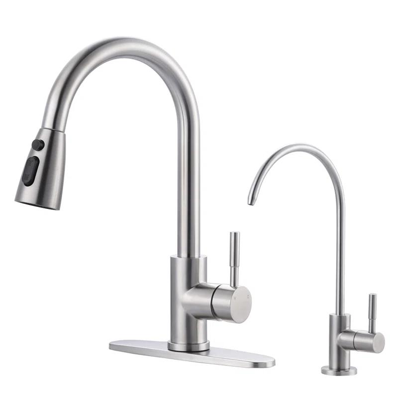 ARCORA ARCORA Stainless Steel Pull-Down Kitchen Faucet and Water Filter Faucet Combo AR7100301-L
