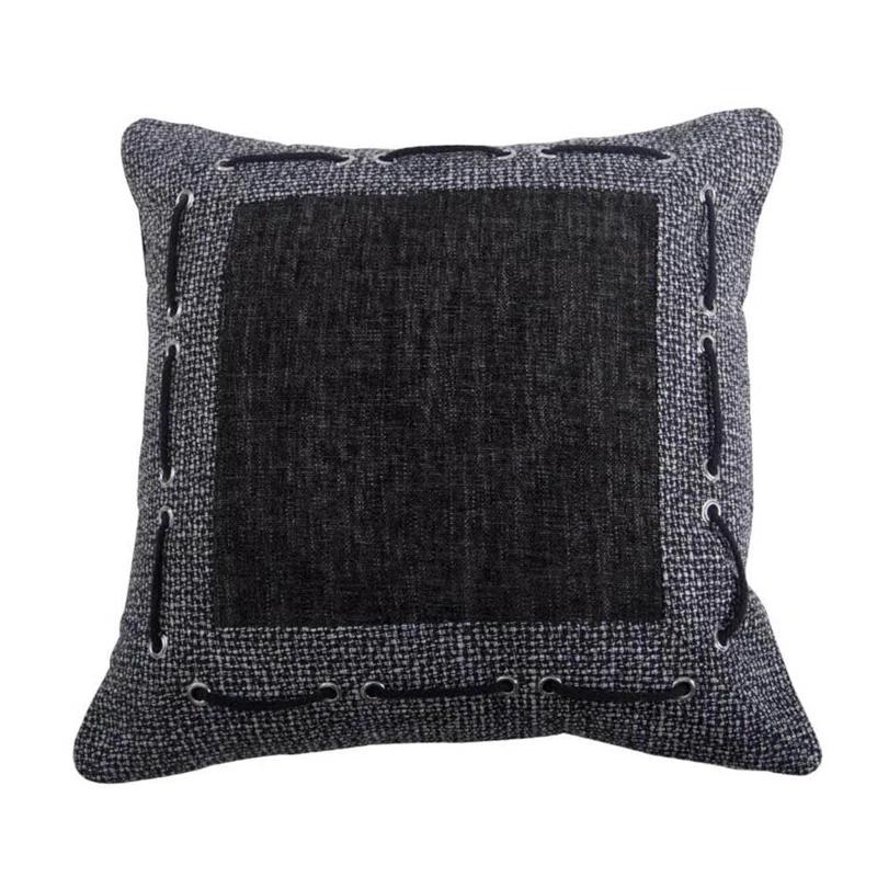 HiEnd Accents Hamilton Gray/Black Rope Design Traditional Urban Rustic 18x18 inch Throw Pillow