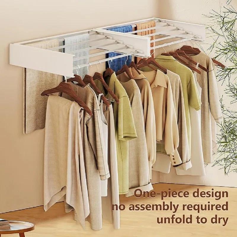 Rebrilliant Wall Mounted Drying Rack,Drying Rack Clothing,Clothes Drying Rack Wall Mounted,Collapsible Drying Racks For Laundry,Laundry Drying Rack,Wall Mounted Clothes Rack(28"-White)