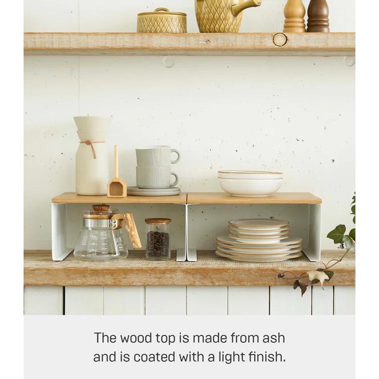 Yamazaki Tosca Small White Wood-Top Stackable Kitchen Rack