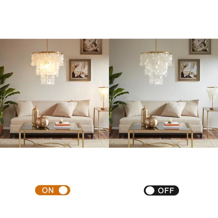 Urban Habitat Isla Dimmable Layered Capiz Chandelier