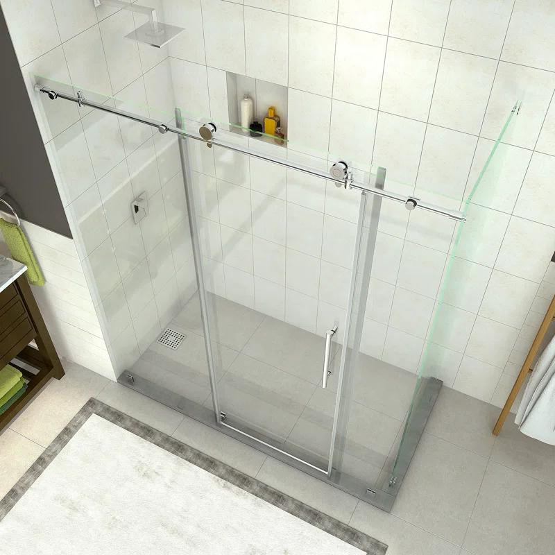 Aston SEN984EZ-CH-72-10 Coraline 68" - 72" W x 33.875" D x 76" H Frameless Sliding Shower Enclosure