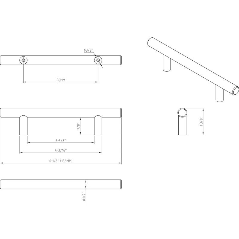 Elements by Hardware Resources Naples 3 3/4" Center to Center Bar Pull (Set of 10)
